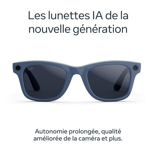 Lunettes Wayfarer de Ray-Ban | Meta avec IA, photo, vidéo, audio et messagerie - Bleu cosmique brillant/Transitions saphir - Grand