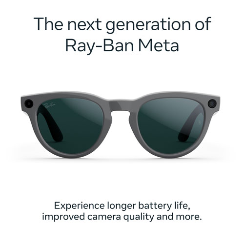 Lunettes Headliner de Ray-Ban | Meta avec IA, photo, vidéo, audio et messagerie - Gris astéroïde brillant/Transitions émeraude