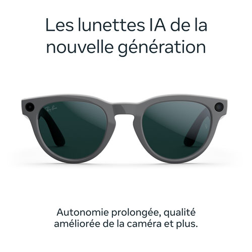 Lunettes Headliner de Ray-Ban | Meta avec IA, photo, vidéo, audio et messagerie - Gris astéroïde brillant/Transitions émeraude