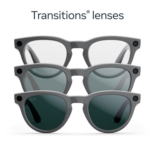 Lunettes Headliner de Ray-Ban | Meta avec IA, photo, vidéo, audio et messagerie - Gris astéroïde brillant/Transitions émeraude