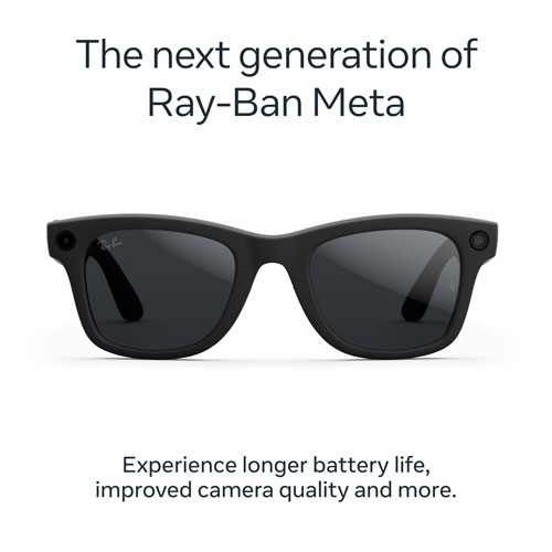 Ray-Ban | Meta Wayfarer Glasses with AI, Photo, Video, Audio & Messaging - Matte Black/Transitions Grey - Large