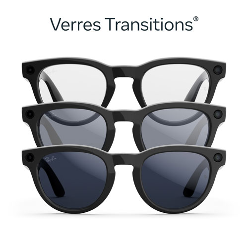 Ray-Ban | Meta Headliner Glasses with AI, Photo, Video, Audio & Messaging - Shiny Black/Transitions Sapphire