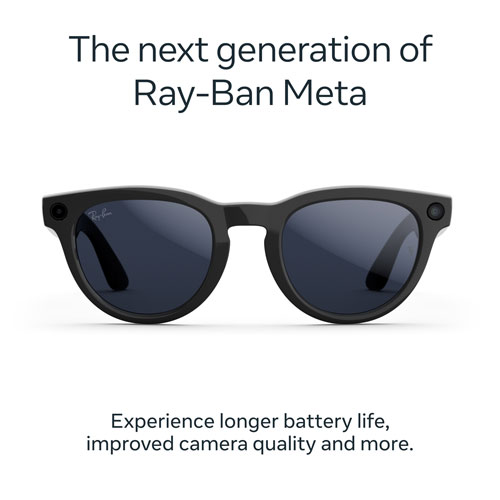 Ray-Ban | Meta Headliner Glasses with AI, Photo, Video, Audio & Messaging - Shiny Black/Transitions Sapphire