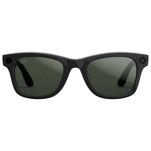 Ray-Ban | Meta Wayfarer Glasses with AI, Photo, Video, Audio & Messaging - Shiny Black/Transitions Graphite Green
