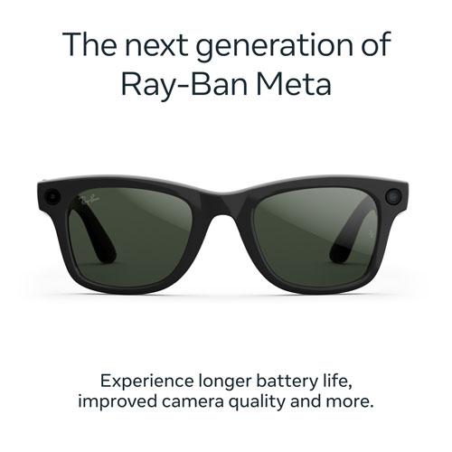 Ray-Ban | Meta Wayfarer Glasses with AI, Photo, Video, Audio & Messaging - Shiny Black/Transitions Graphite Green