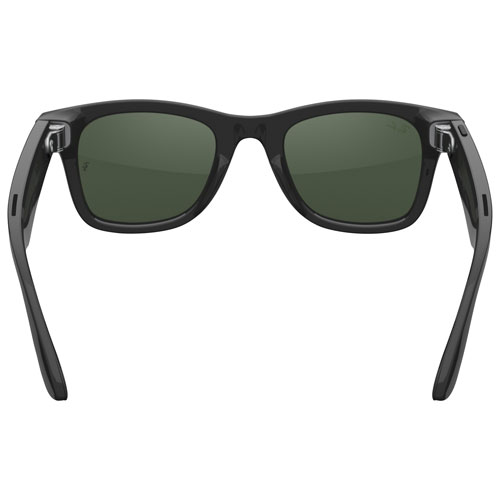 Ray-Ban | Meta Wayfarer Glasses with AI, Photo, Video, Audio & Messaging - Shiny Black/Transitions Graphite Green - Large