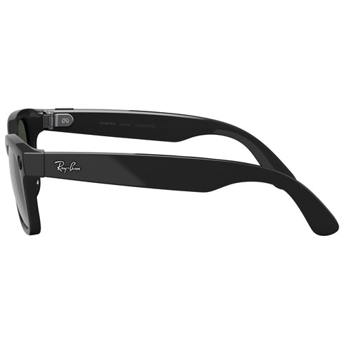 Ray-Ban | Meta Wayfarer Glasses with AI, Photo, Video, Audio & Messaging - Shiny Black/Transitions Graphite Green - Large