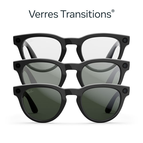 Lunettes Headliner de Ray-Ban | Meta avec IA, photo, vidéo, audio et messagerie - Noir brillant/Transitions vert graphite