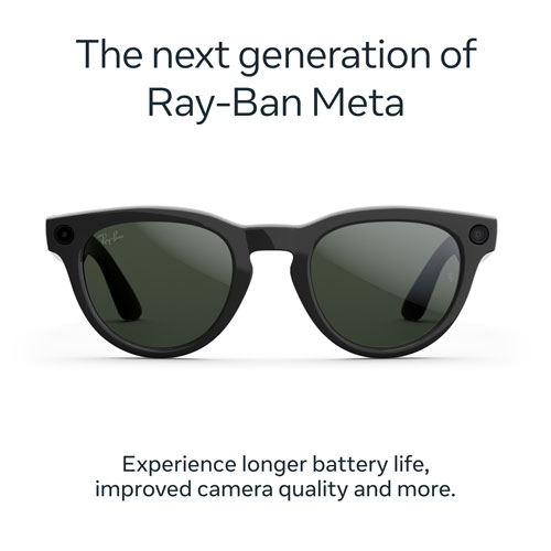 Lunettes Headliner de Ray-Ban | Meta avec IA, photo, vidéo, audio et messagerie - Noir brillant/Transitions vert graphite