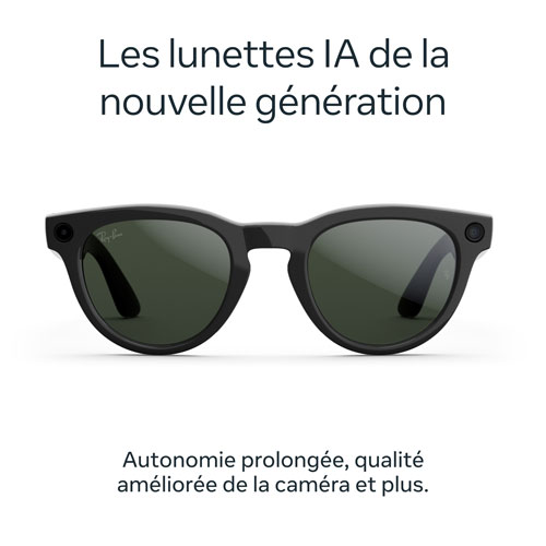 Lunettes Headliner de Ray-Ban | Meta avec IA, photo, vidéo, audio et messagerie - Noir brillant/Transitions vert graphite