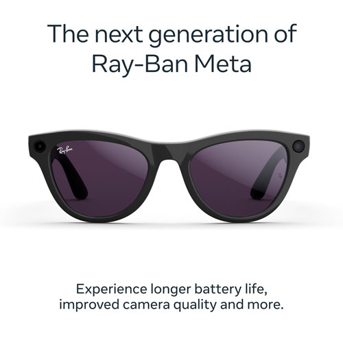 Ray-Ban | Meta Skyler Glasses with AI, Photo, Video, Audio & Messaging - Shiny Black/Transitions Amethyst