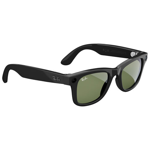 Ray-Ban | Meta Wayfarer Glasses with AI, Photo, Video, Audio & Messaging - Shiny Black/Green