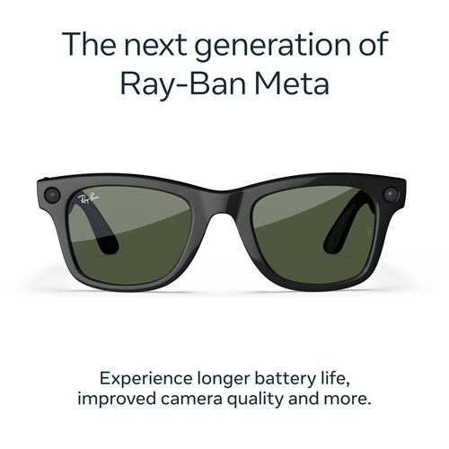 Ray-Ban | Meta Wayfarer Glasses with AI, Photo, Video, Audio & Messaging - Shiny Black/Green