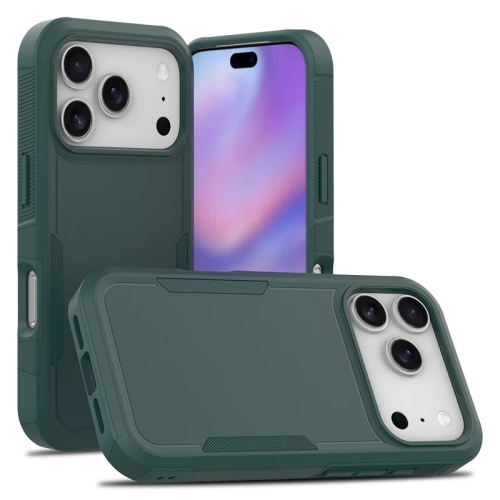 [CS] Étui rigide double couche robuste en caoutchouc Armor pour iPhone 17 Pro Max, vert minuit