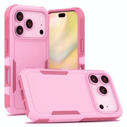 [CS] Étui rigide double couche robuste en caoutchouc Armor pour iPhone 17 Pro Max, rose pâle