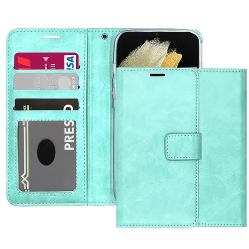 [CS] Magnetic Card Slot Leather Folio Wallet Flip Case Cover for iPhone 17 Air, Teal