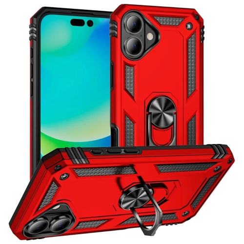 [CS] Hybrid Hard Kickstand Case Cover with Magnetic Ring Holder for iPhone 17, Red