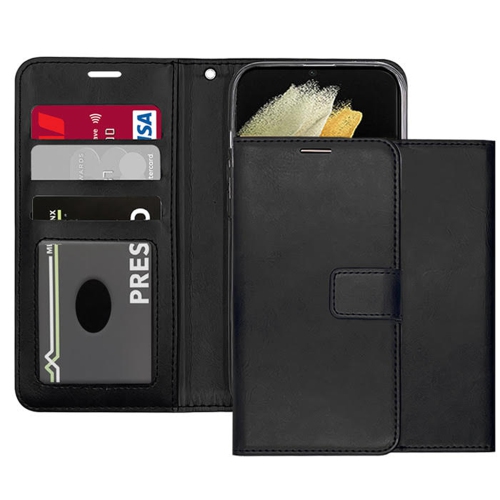 [CS] Magnetic Card Slot Leather Folio Wallet Flip Case Cover for iPhone 17 Air, Black