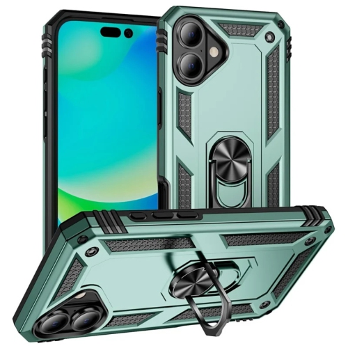 [CS] Hybrid Hard Kickstand Case Cover with Magnetic Ring Holder for iPhone 17, Green