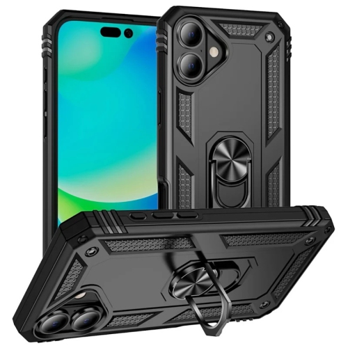 [CS] Hybrid Hard Kickstand Case Cover with Magnetic Ring Holder for iPhone 17, Black