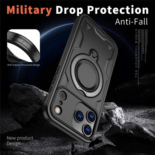 [CS] Shockproof Kickstand Magsafe Case Cover with Ring Stand for iPhone 17 Pro Max, Grey