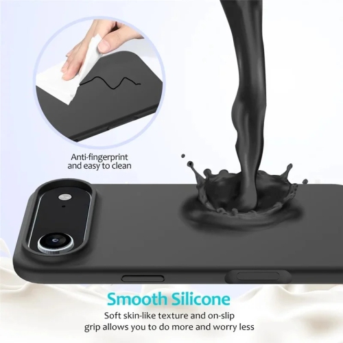 [CS] Slim Soft Liquid Silicone Gel Rubber Case Back Cover for iPhone 17 Air, Black