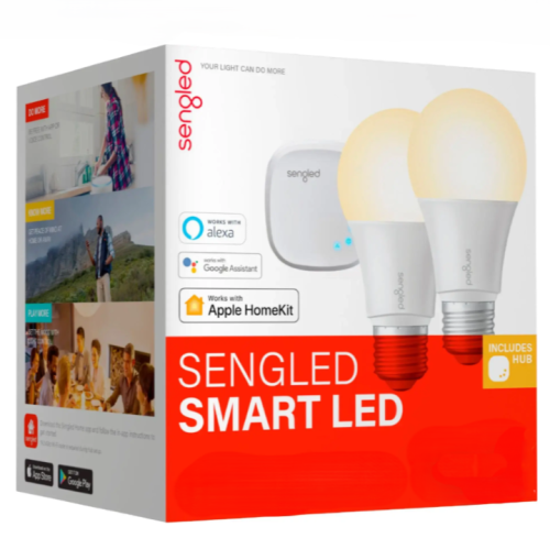 Refurbished Sengled - Smart LED Soft A19 Starter Kit (2-Pack) - White E39-NA03GW_2K