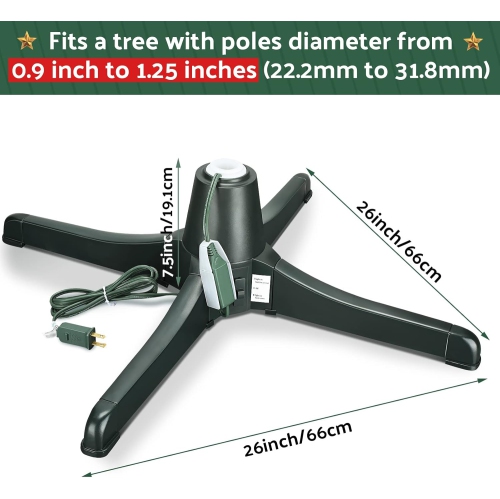 Support de sapin de Noël à base rotative électrique rotative à 360 degrés pour un maximum de 7. 5&nbsp;pi Arbres des fêtes artificiels