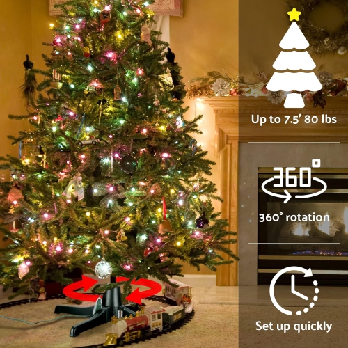 Support de sapin de Noël à base rotative électrique rotative à 360 degrés pour un maximum de 7. 5&nbsp;pi Arbres des fêtes artificiels