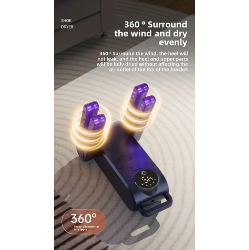Sèche-chaussures Chaussure électrique et séchoir à bottes portatif Design pliable à 180° Smart Display pour chaussures Gants Chapeaux Chaussettes