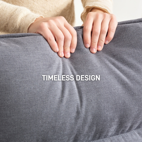 HOMCOM Birch Wood Fabric Modern Armchair, Accent Chair with Curved Leg and Arm, Leisure Lounge Chair for Living Room, Bedroom, Balcony, Office, Grey