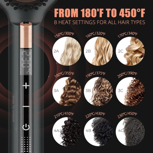 Fer plat avec écran LED 62&nbsp;mm version large à ions négatifs à température constante Soin des cheveux Peigne électrique