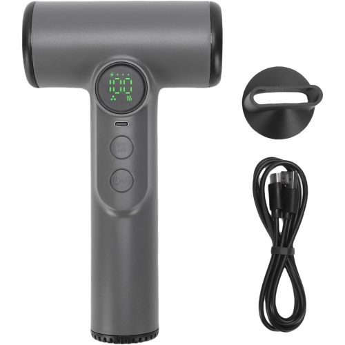 Cordless Hair Dryer 15600mAh USB C Rechargeable, 5 Speed ABS for Travel Dorm Camping, Portable Blow Dryer with Nozzle