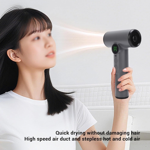 Cordless Hair Dryer 15600mAh USB C Rechargeable, 5 Speed ABS for Travel Dorm Camping, Portable Blow Dryer with Nozzle