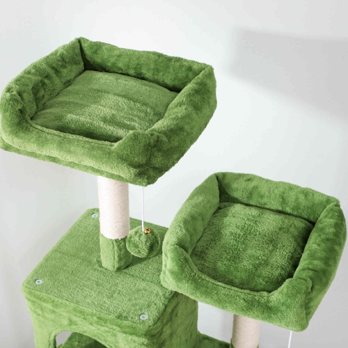 PawHut Cat Tree, 70" Multi-Level Cat Tower for Indoor with 2 Condos, 2 Plush Top Perches, Hammock, Platforms, Toy Balls, Sisal Scratching Posts and