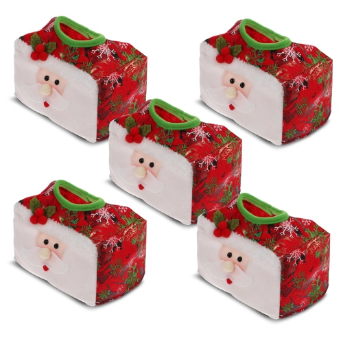 5Pcs Santa Snowman Tissue Box Cover Christmas Tissue Box Cover Soft Tissue Holder Case Christmas Plush Santa Snowman Decor