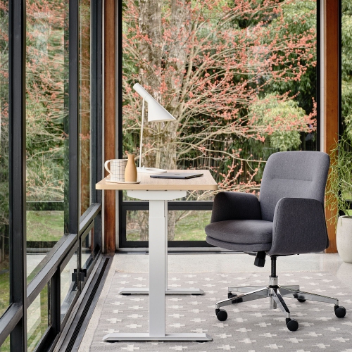 Branch Softside Mid-Century Modern High Back Office Chair – Removable Arms, Adjustable Height, Cloud-Like Comfort - Canyon Vegan Leather / Chrome Base