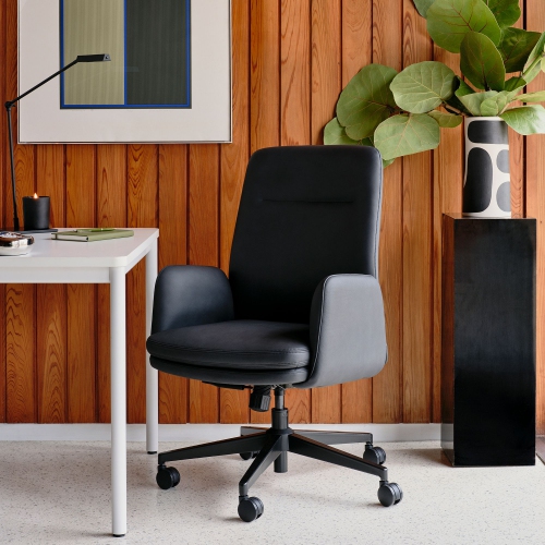 Branch Softside Mid-Century Modern High Back Office Chair – Removable Arms, Adjustable Height, Cloud-Like Comfort - Overcast Fabric / Chrome Base