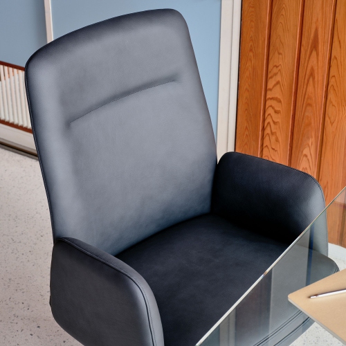 Branch Softside Mid-Century Modern High Back Office Chair – Removable Arms, Adjustable Height, Cloud-Like Comfort - Overcast Fabric / Chrome Base