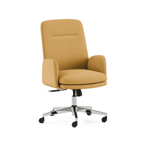 Branch Softside Mid-Century Modern High Back Office Chair – Removable Arms, Adjustable Height, Cloud-Like Comfort - Sunflower Fabric / Chrome Base