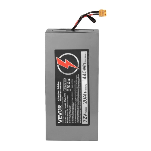 VEVOR 72V Electric Scooter Battery, 20Ah, Ebike Lithium Battery Pack with 50A BMS, Charger, T-Plug Expansion Cable, 500+ Cycles, Compatible with