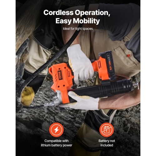 VEVOR 8000 PSI Cordless Grease Gun,Battery Operated Grease Gun with LED Light & 35.4-inch Long Hose, Compatible with 18V Makita Batteries, For