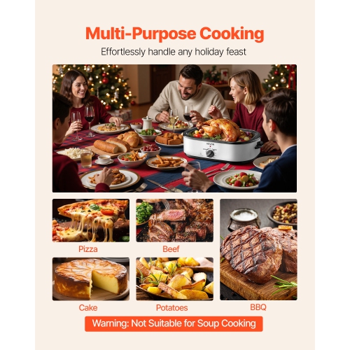 Rôtissoire VEVOR, rôtissoire électrique de 18 pte, température réglable de 150 à 450 po, rôtissoires électriques multifonctions four avec