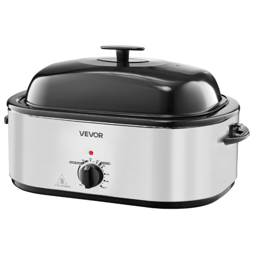 Rôtissoire VEVOR, rôtissoire électrique pour dinde de 24 pte, température réglable 150-450avec 3 bacs, couvercle d'auto-arrosage, fonction de