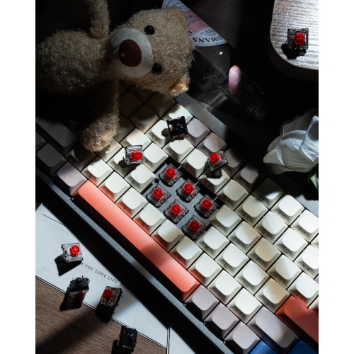 GATERON KS-33 Low Profile Red Silent 2.0 Keyboard Switches, Linear 45gf 3 Pin SMD LED Factory Pre-lubed for MX Mechanical Keyboard - 35