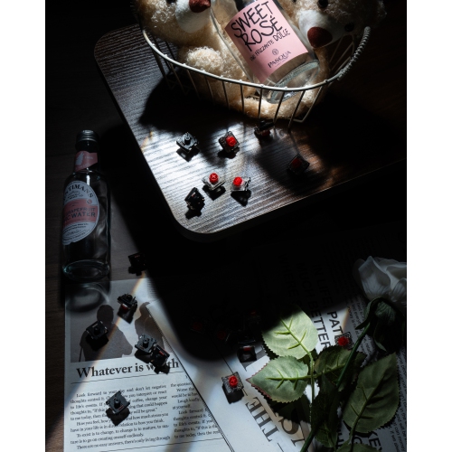 GATERON KS-33 Low Profile Red Silent 2.0 Keyboard Switches, Linear 45gf 3 Pin SMD LED Factory Pre-lubed for MX Mechanical Keyboard - 35