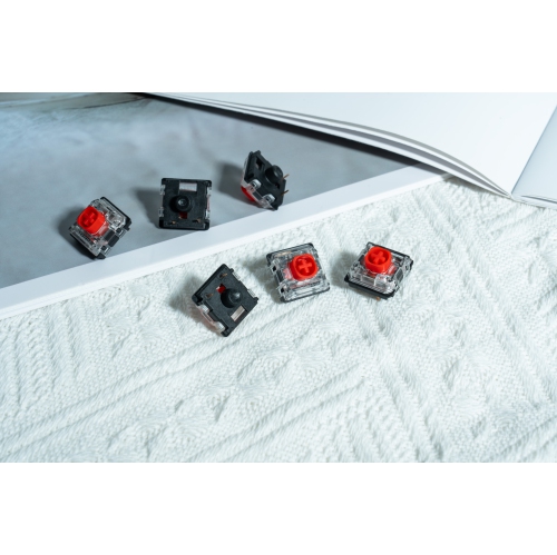 GATERON KS-33 Low Profile Red Silent 2.0 Keyboard Switches, Linear 45gf 3 Pin SMD LED Factory Pre-lubed for MX Mechanical Keyboard - 35