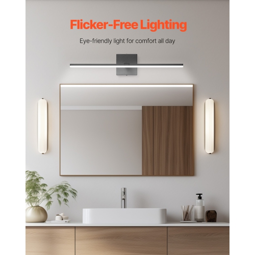 VEVOR 24.02-Inch Bathroom Vanity Light Bar, LED Modern Light Fixture Over Mirror, with 360° Rotatable, IP44 Waterproof, 18W, 6000K, Wall Lighting for