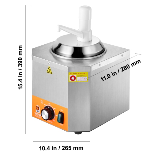 VEVOR 2.4L Electric Cheese Dispenser with Pump,Commercial Hot Fudge Warmer, Plastic Pump Dispenser, 86-230℉ Temp Adjustable Nacho Cheese Sauce