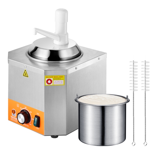 VEVOR 2.4L Electric Cheese Dispenser with Pump,Commercial Hot Fudge Warmer, Plastic Pump Dispenser, 86-230℉ Temp Adjustable Nacho Cheese Sauce